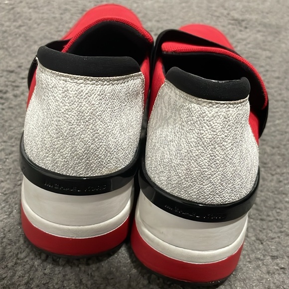 MICHAEL KORS Felix Grid Scuba Mesh Red Trainer Wedge Sneaker - Picture 2 of 6